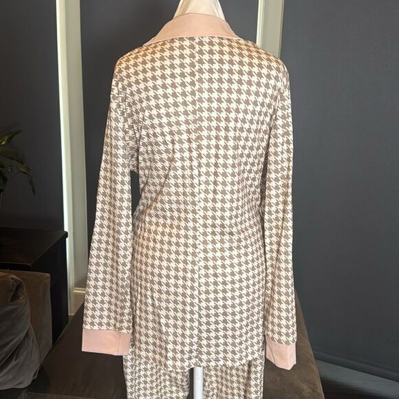 Long Sleeve 2 Piece Houndstooth BodyCon Pantsuit Jacket & Pants Set *Size L READ - Picture 4 of 16